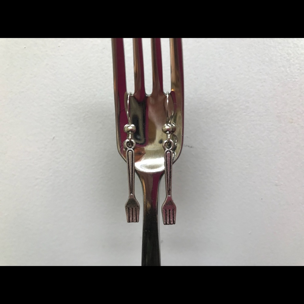 4 pair FORK🍴Earrings-Sterling Hooks & Metal Fork